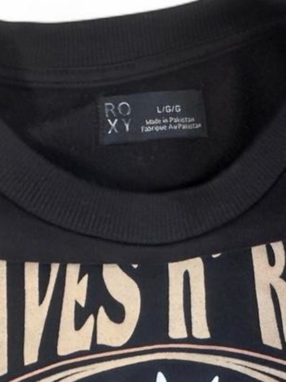 Roxy Black Crewneck Sweatshirt with Peach and Cream Graphic - Picture 2 of 2